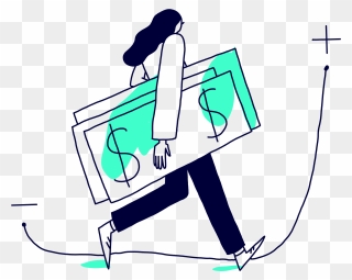 An Illustration Of A Woman Carrying Away Their Money - Illustration Clipart