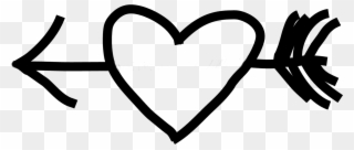 Heart Black And White Drawing Clip Art - Heart And Arrow Doodle - Png Download