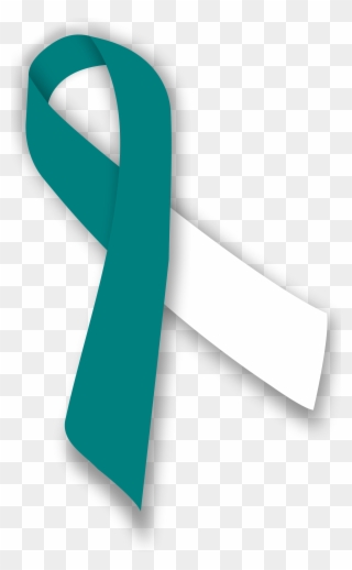 File - Tealandwhiteribbon - Svg - Cervical Cancer Teal White Clipart