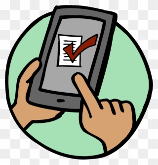 Smartphone With Finger Pointing To Check Mark On Screen - Coloriage Tablette Clipart