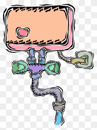 Vector Illustration Of Bathroom Water Heater Tank Clipart