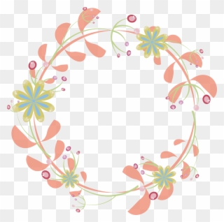 Border Flowers Pink Rattan Round Transprent Png - Floral Circle Design Png Clipart
