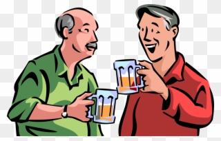 Vector Illustration Of Retired Elderly Senior Citizens - Men Drinking Beer Cartoon Clipart