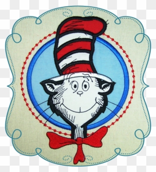 Cat In The Hat Applique Machine Embroidery Design Pattern - Cat In The Hat Embroidery Designs Clipart