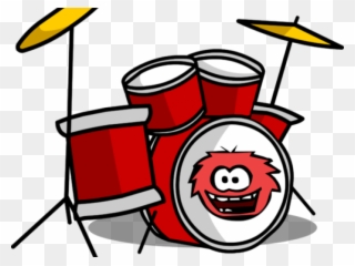Drum Clipart Club Penguin - Red Drum Kit Clip Art - Png Download