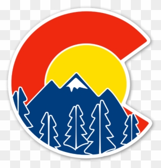 Sweet Colorado Flag And Mountain Sticker - Colorado Sticker Clipart
