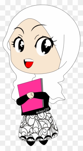 Girl Hijab Study Animation Transparent Background Clipart