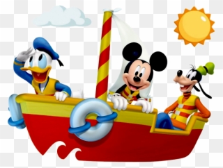 Mickey, Donald & Goofy In Sailboat Cute Disney, Disney - Mickey Mouse Clubhouse 4 In A Box Jigsaw (games/puzzles) Clipart