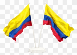 Two Waving Flags Illustration - Flag Of Colombia Png Clipart