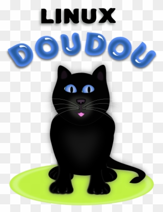 Geek Dou Dou Linux Logo Contest Black Cat Doudou Green - Clip Art - Png Download