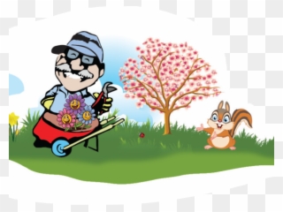 Lawn Clipart Groundskeeper - Cartoon Squirrel Shower Curtain - Png Download