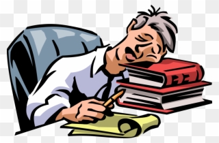 Vector Illustration Of Exhausted, Overworked, Underappreciated - Tired Office Worker Cartoon Clipart