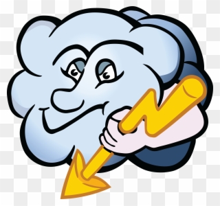 Free Clipart Of A Cloud Character Holding A Lightning - Clipart Blitz - Png Download
