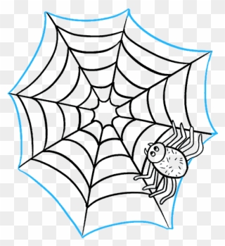 How To Draw Spider Web With Spider - Spider Web Drawing Clipart