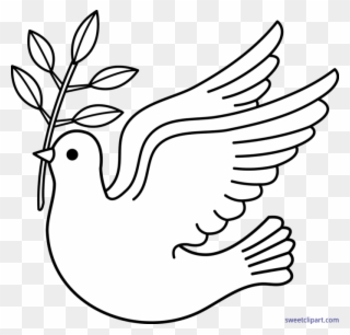 Peace Dove Clipart Peanuts - Dove Black And White Clip Art - Png Download