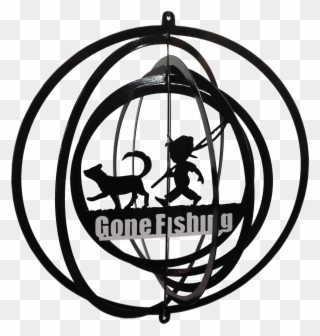 Gone Fishing Metal Wind Spinner - Emblem Clipart