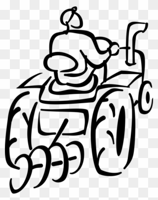 Vector Illustration Of Farmer Drives Farming Equipment - Πληροφοριεσ Για Γεωργικη Τεχνολογια Clipart