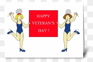 Burlesque Veteran's Day Greeting Card - Veterans Day Cartoon Burlesque Ladies. Card Clipart