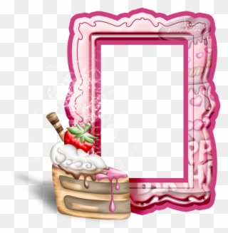 Pink Birthday Transparent Frame With Cake - Pink Birthday Frame Background Clipart