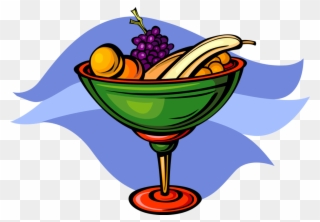 Vector Illustration Of Bowl Of Fruit With Bananas, - Classic Cocktail Clipart