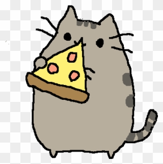 Pusheen Pizza Png Clip Black And White Stock - Cat Eating Pizza Drawing Transparent Png