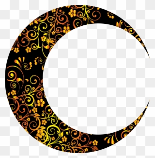 Gold Floral Crescent Mark Ii Big Image - Circle Gold Floral Png Clipart