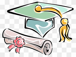 Vector Illustration Of School Or University Graduation - Graduation Cap And Diploma Clipart