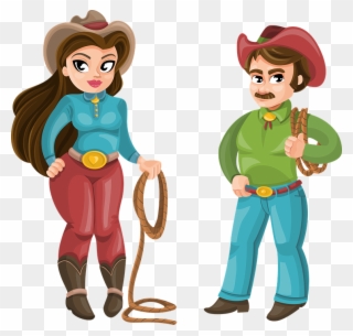 Cowboy, Man, Woman, Girl, Western, Hat, Macho - Country Man And Woman Clipart