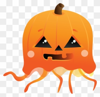 Holiday Jellyfish Set - Jack-o'-lantern Clipart