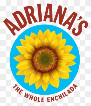 Menu Adrianas The Whole Enchilada Logo - Vector Sunflower, Realistic Square Sticker 3" X 3" Clipart