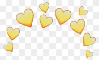 Yellow Heart Crown Heartcrown Emoji Iphone Random Stick - Yellow Heart Crown Png Clipart