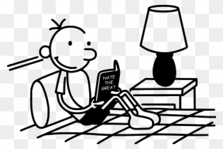 Greg Heffley Reading Nate The Great - Diary Of A Wimpy Kid Coloring Page Clipart
