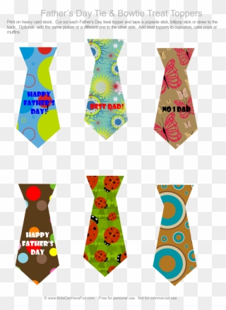Father's Day Tie & Bowtie Treat Toppers To Add To Muffins, - Father's Day Craft Shirt And Tie Cards Clipart