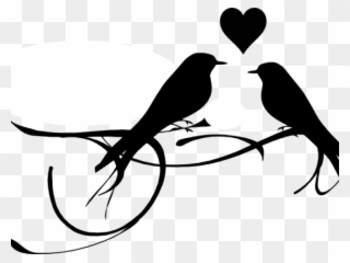 Love Birds Black And White Clipart