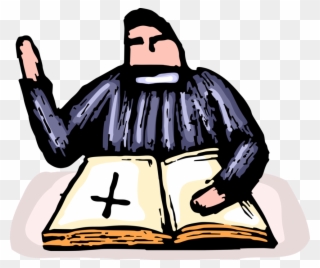 Vector Illustration Of Christian Minister Priest Preaching - Priest Clipart
