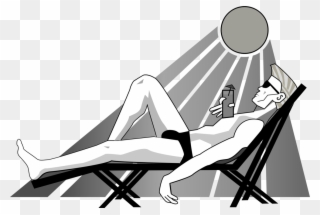 Beach Man People Relaxing Semirealistic People Silhouette - Illustration Clipart
