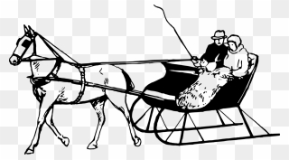 Clip Art Details - Horse And Sleigh Drawing - Png Download