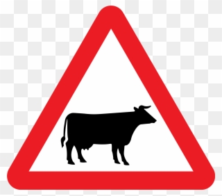 Open - Cow Road Sign Clipart