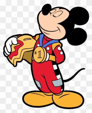Mickey Mouse Wearing Gold Medal - Disney Junior Coloring Pages Clipart