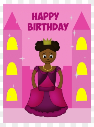Girl's Princess Birthday Card - Happy 6th Birthday Girl Clipart