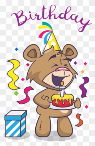 Birthday Card With Cute Bear And Gift Eps File - Greeting Card Clipart