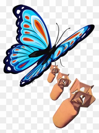 Collage Art By Jonathon Prestidge - Green Butterfly Png Clipart