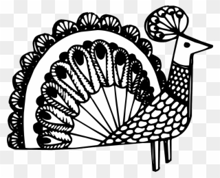 Fans Clipart Gambar - Clip Art Of Black And White Peacock - Png Download